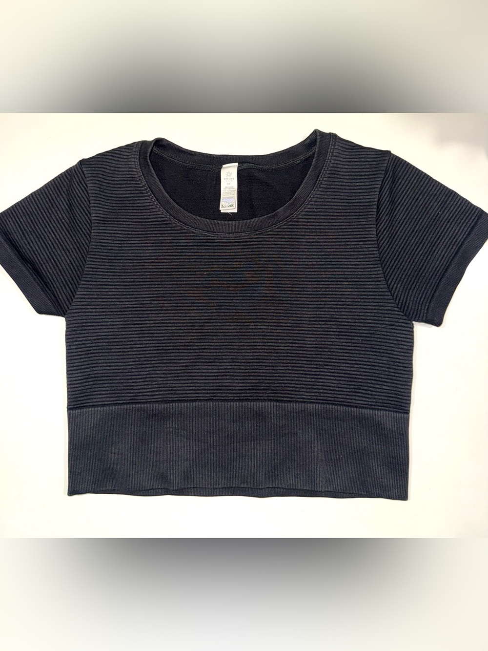 Aerie Offline Black Ribbed Cropped stretch